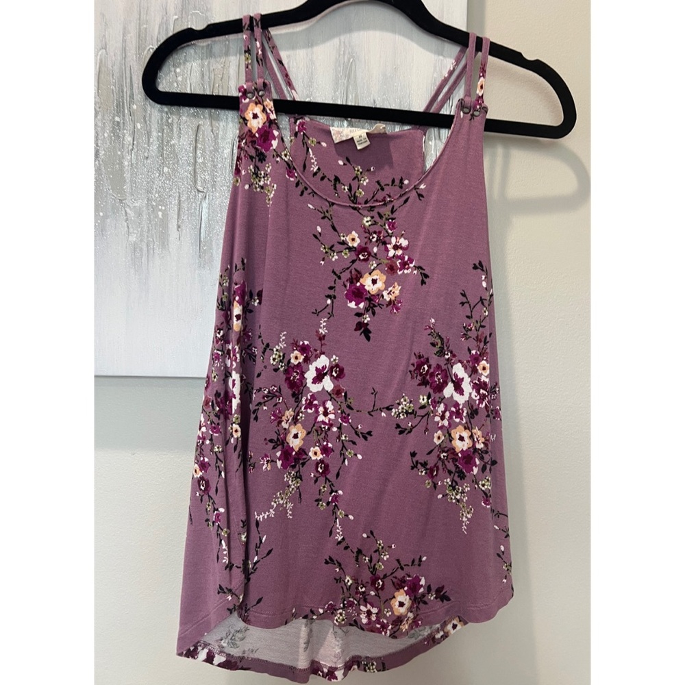 Purple Floral Flowy Tank Top